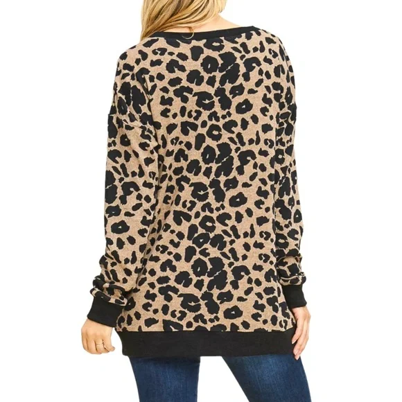 Staccato Leopard Print Side Zipper Sweater Size Medium - Picture 4 of 11